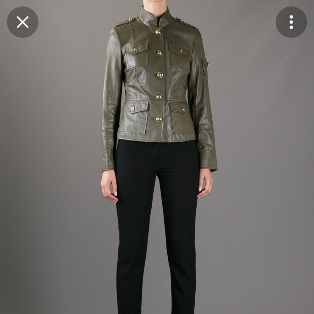TORY BURCH Green Sergeant Pepper Leather Jacket